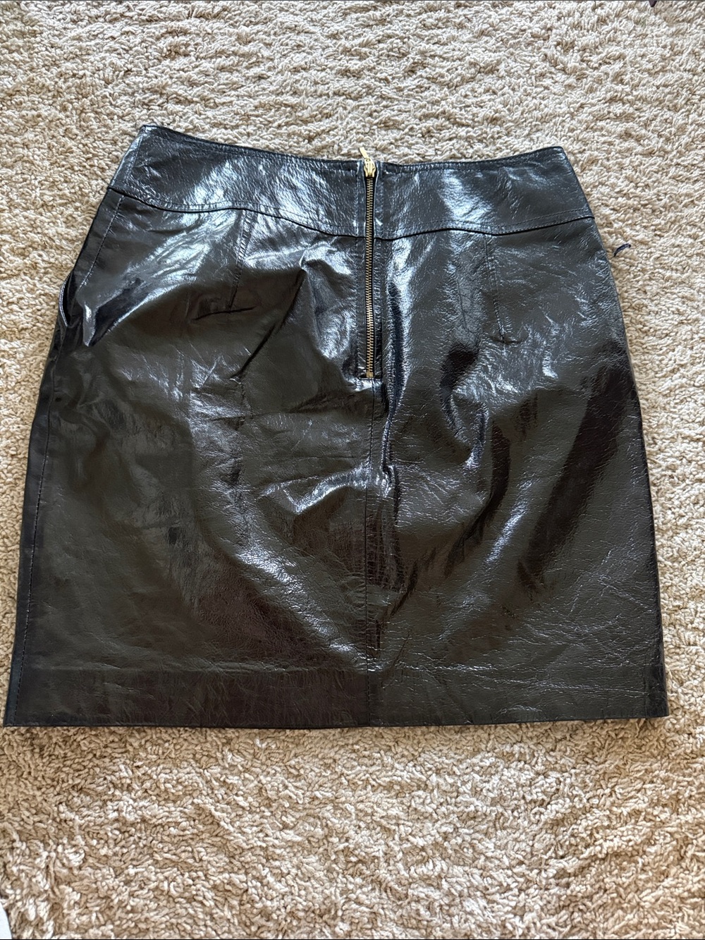 Express Black Faux Leather Mini Skirt with Exposed Back Zip